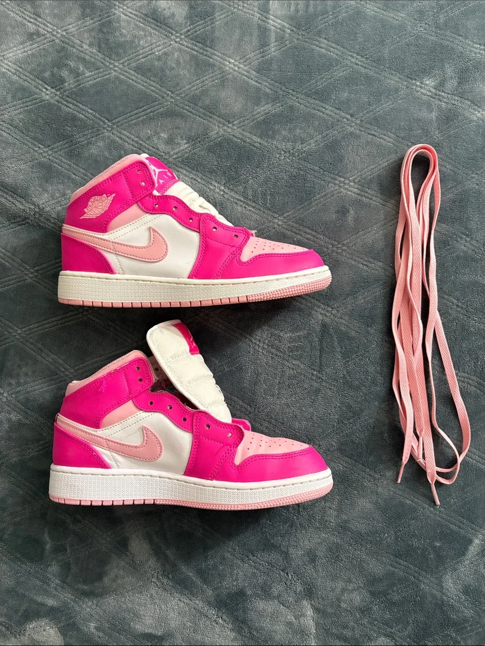 Nike Pink and White High-Top Sneakers